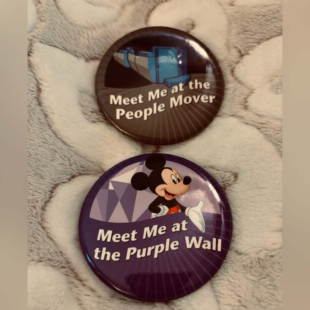 Disney Parks Button Set-Meet Me At The People Mover -Meet Me At The Purple Wall